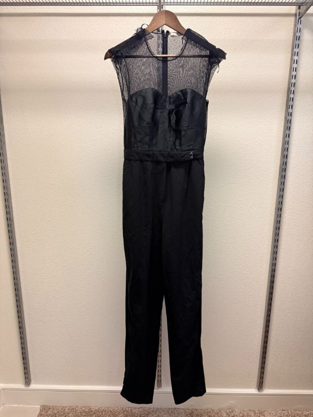 Lanvin Alber Elbaz SS16 Manifesto Tulle Corset Jumpsuit Black Wool FR 38 US 6